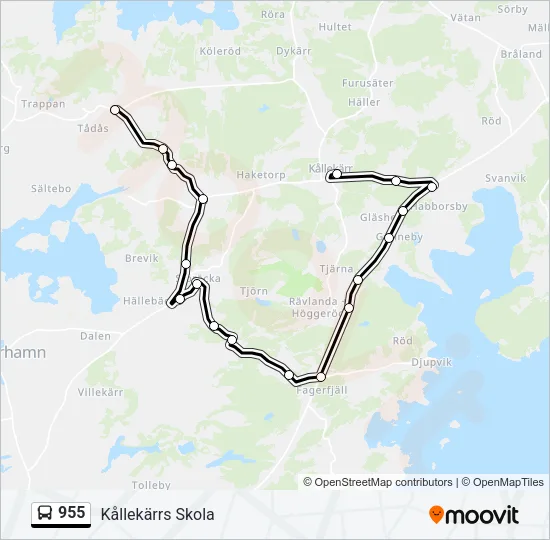 955 Bus Line Map