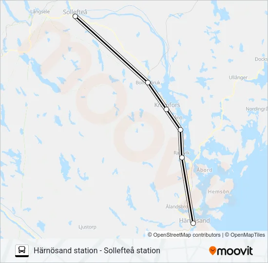 HÄRNÖSAND STATION - SOLLEFTEÅ STATION Bus Line Map