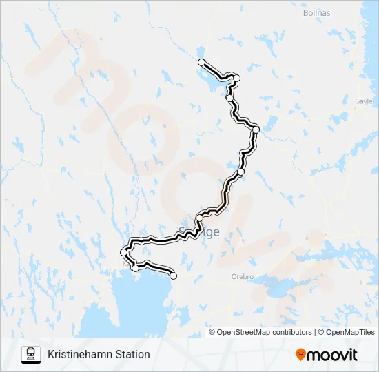 MORA STATION - KRISTINEHAMN STATION Train Line Map