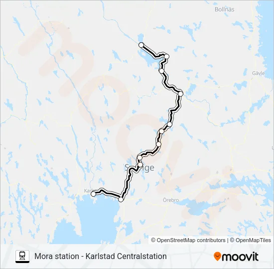 MORA STATION - KARLSTAD CENTRALSTATION Train Line Map