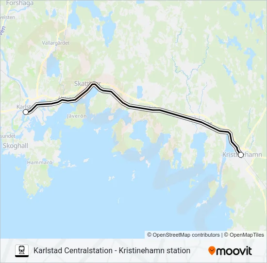 KARLSTAD CENTRALSTATION - KRISTINEHAMN STATION Train Line Map