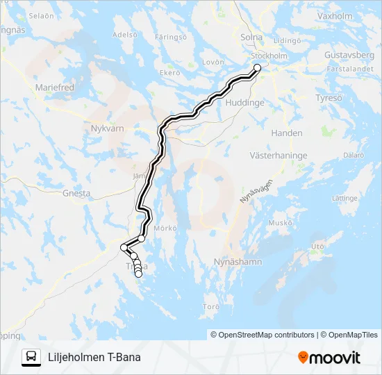 TROSA HAMN - LILJEHOLMEN T-BANA Bus Line Map