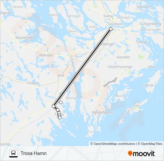 TROSA HAMN - LILJEHOLMEN T-BANA Bus Line Map