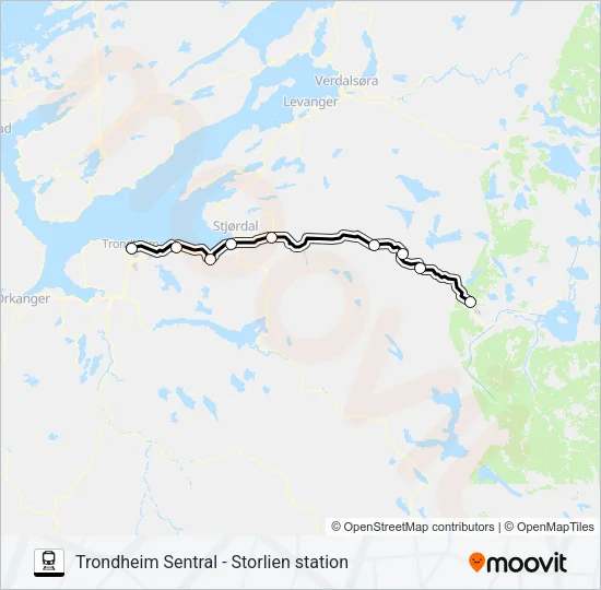 TRONDHEIM SENTRAL - STORLIEN STATION Train Line Map