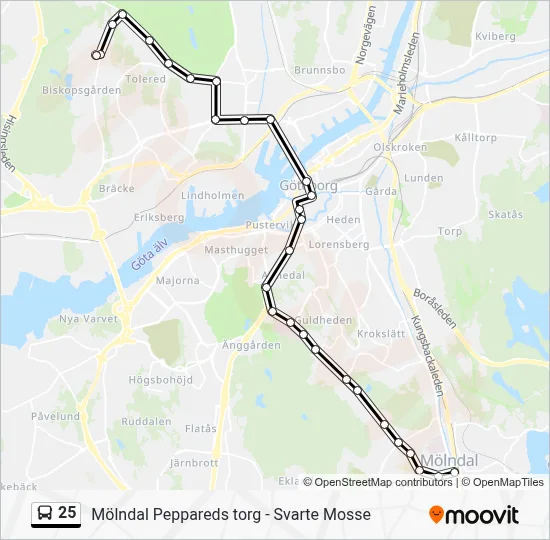 25 Route: Schedules, Stops & Maps - Mölndals Innerstad (Updated)