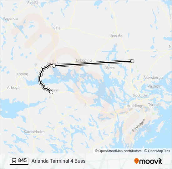 845 Bus Line Map