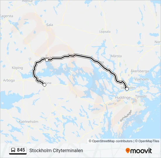 845 Bus Line Map