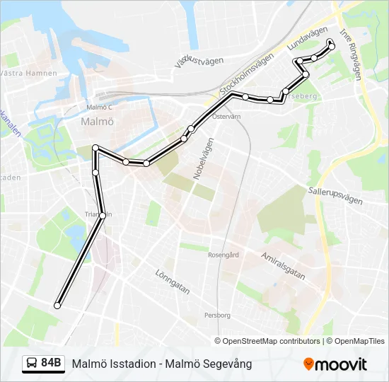 84B buss Linje karta