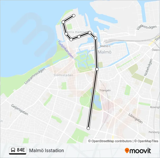 84E Bus Line Map
