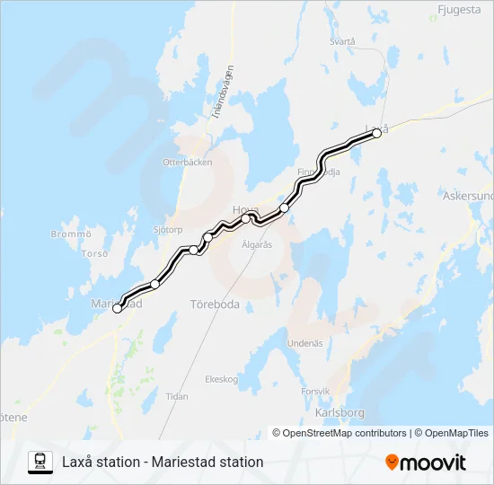 LAXÅ STATION - MARIESTAD STATION Train Line Map