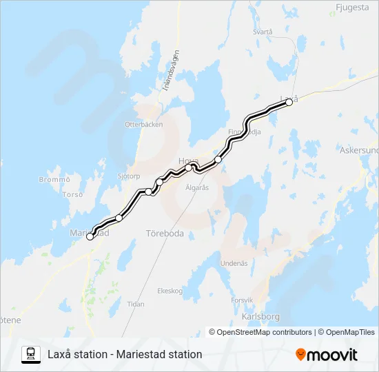 LAXÅ STATION - MARIESTAD STATION  Line Map