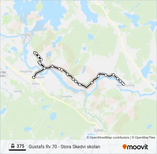 375 spårvagn Linje karta