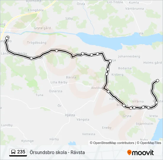 235 buss Linje karta