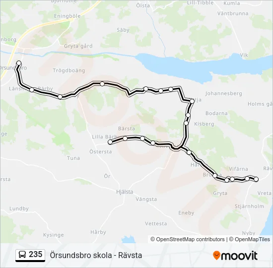 235 buss Linje karta