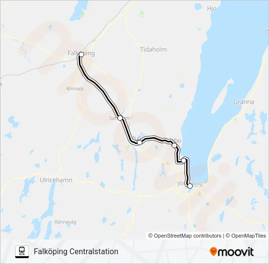JÖNKÖPING CENTRALSTATION - FALKÖPING CENTRALSTATION Train Line Map