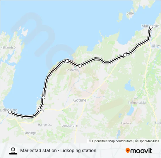 MARIESTAD STATION - LIDKÖPING STATION  Line Map