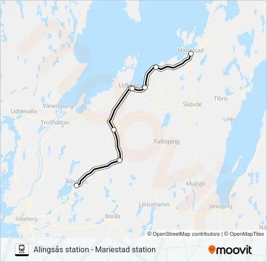 ALINGSÅS STATION - MARIESTAD STATION  Line Map