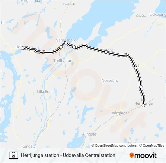 HERRLJUNGA STATION - UDDEVALLA CENTRALSTATION  Line Map