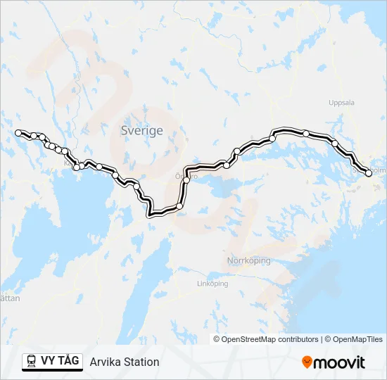 VY TÅG Train Line Map