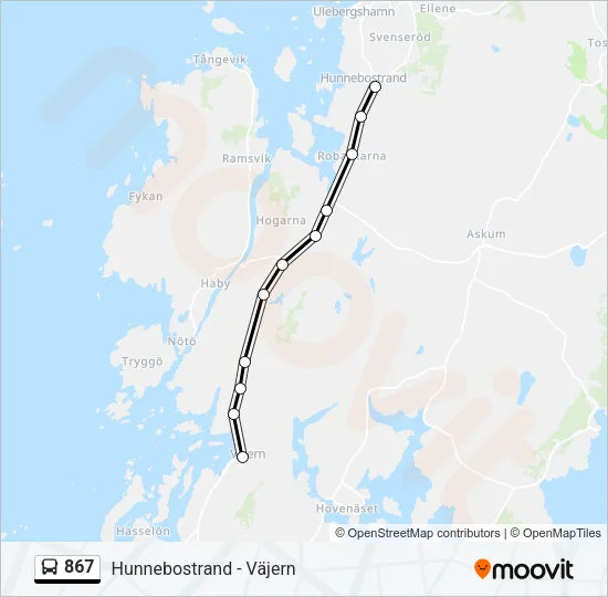 867 Bus Line Map