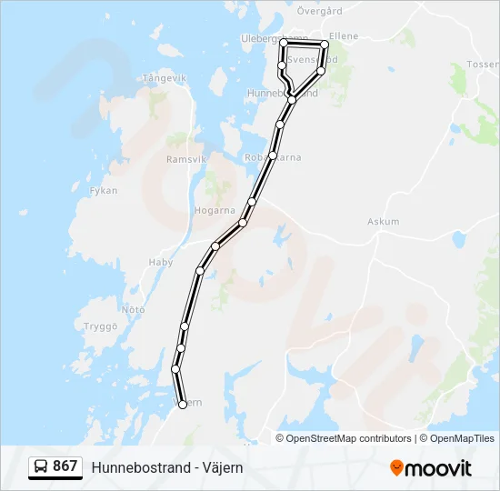 867 Bus Line Map