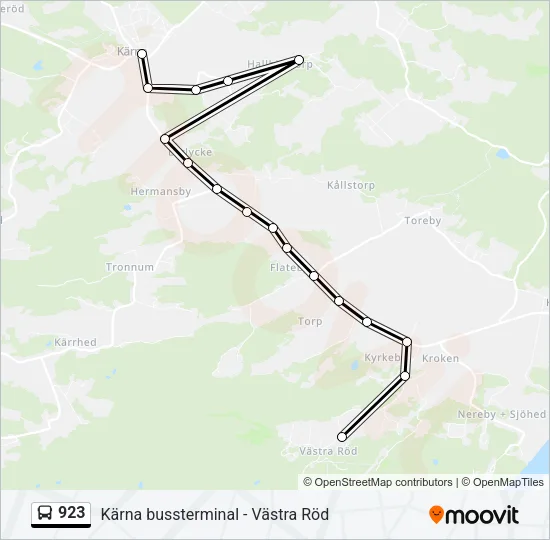 923 buss Linje karta