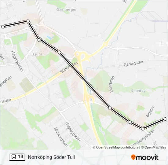 13 Bus Line Map