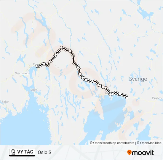 VY TÅG Train Line Map