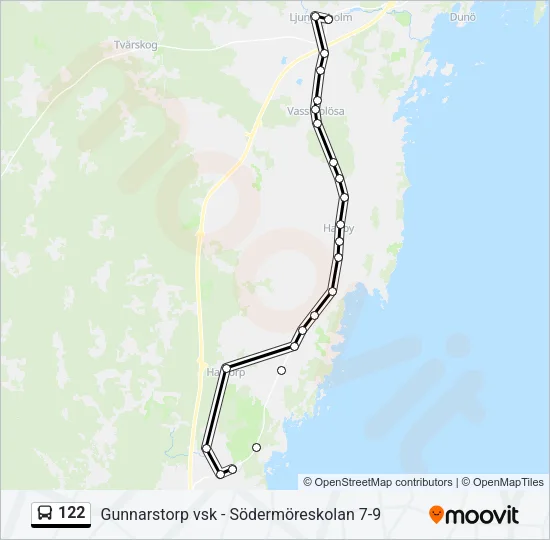 122 buss Linje karta