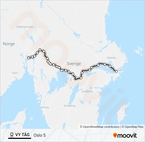 VY TÅG Train Line Map
