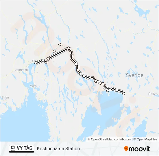 VY TÅG Train Line Map