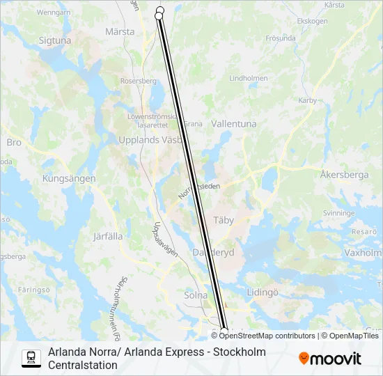 ARLANDA EXPRESS Train Line Map