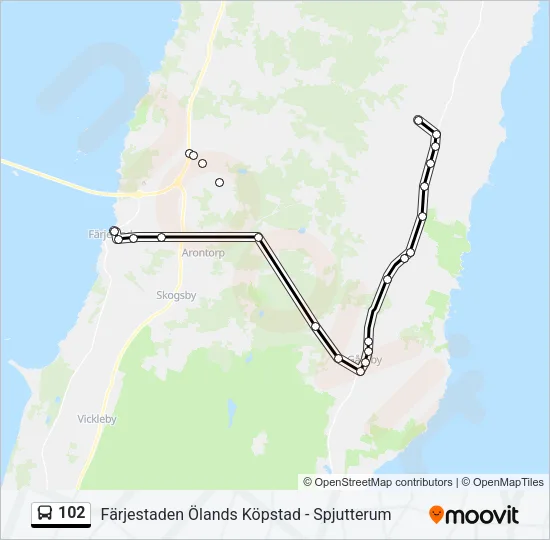 102 buss Linje karta