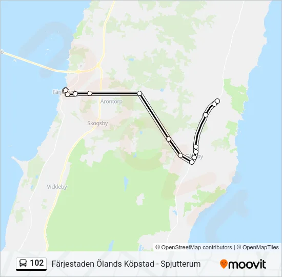 102 buss Linje karta