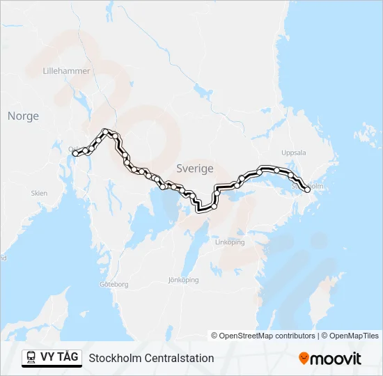 VY TÅG Train Line Map