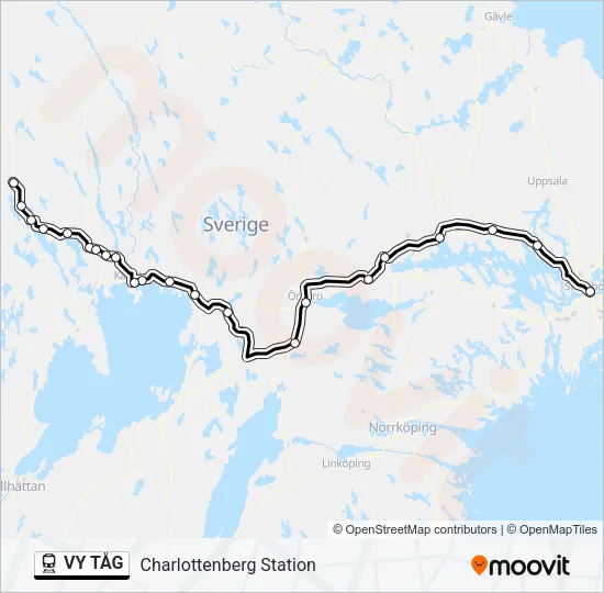 VY TÅG Train Line Map