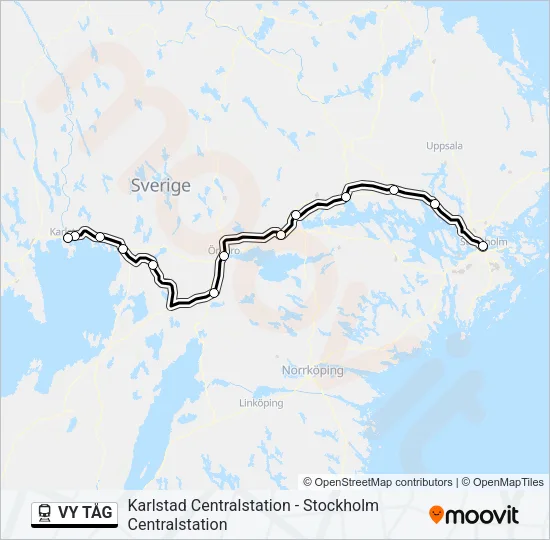 VY TÅG Train Line Map