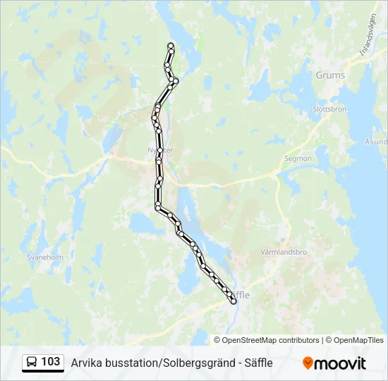 103 Bus Line Map