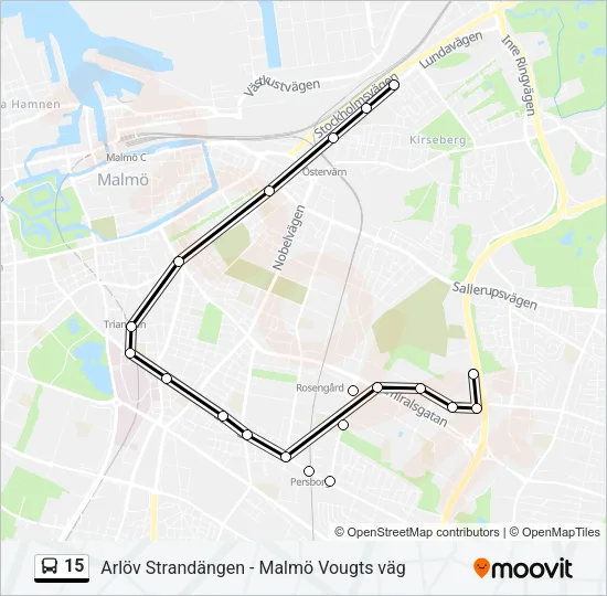 15 buss Linje karta