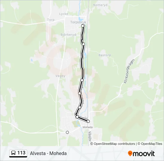 113 Bus Line Map