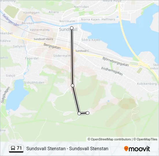 71 Bus Line Map