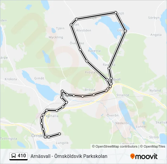 410 buss Linje karta