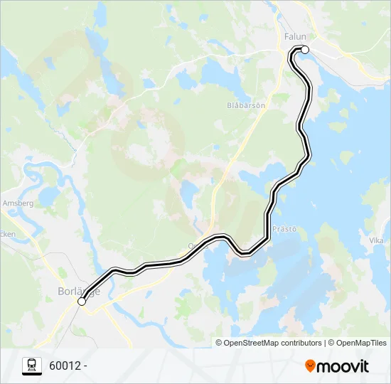 BORLÄNGE CENTRAL - FALUN CENTRAL Train Line Map