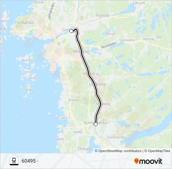 GÖTEBORG NILS ERICSONTERMINAL - KUNGSBACKA STATION Train Line Map