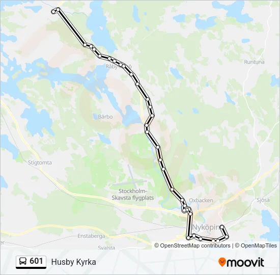 601 buss Linje karta