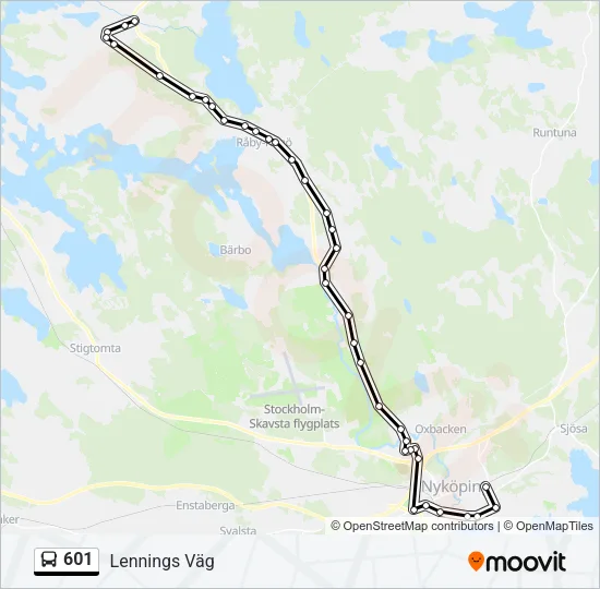 601 buss Linje karta