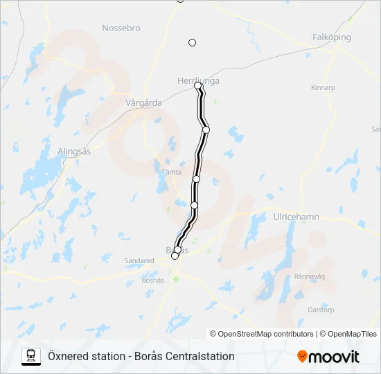 ÖXNERED STATION - BORÅS CENTRALSTATION  Line Map