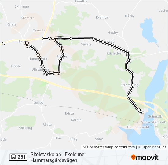 251 bus Line Map