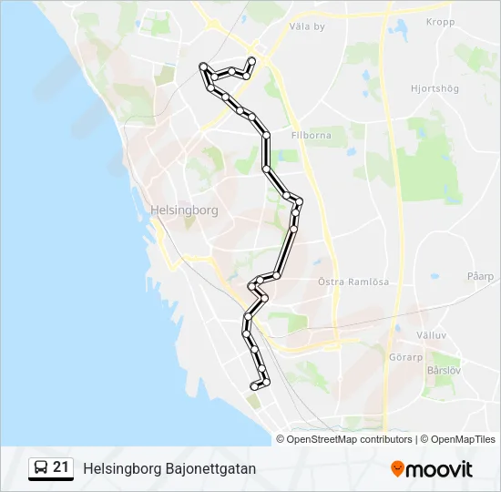 21 Bus Line Map