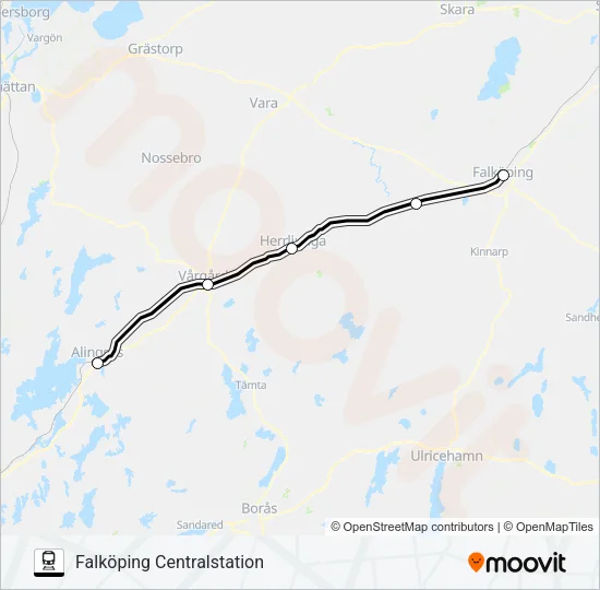 ALINGSÅS STATION - FALKÖPING CENTRALSTATION Train Line Map